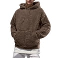 thumbnail image 1 of JTieacloth Drawstring Quarter Zip Sweatshirts Mens Autumn And Winter New European And American Plush Plus Fleece Hoodie Explosion Brown, 1 of 6