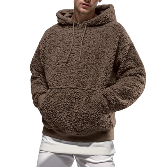 JTieacloth Drawstring Quarter Zip Sweatshirts Mens Autumn And Winter New European And American Plush Plus Fleece Hoodie Explosion Brown