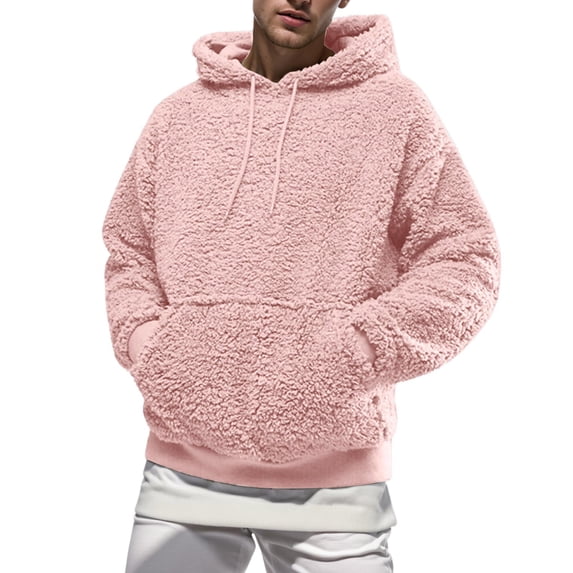 JTieacloth Drawstring Quarter Zip Sweatshirts Mens Autumn And Winter New European And American Plush Plus Fleece Hoodie Explosion Pink
