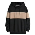thumbnail image 1 of JTieacloth Drawstring Sweatshirts Patchwork Color Hoodie Single Fleece Hoodie Long Sleeved Hoodie For Men Yellow, 1 of 4