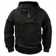 thumbnail image 1 of JTieacloth Drawstring Zip Sweatshirts European And Hooded Sweatshirt For Men Casual Loose Comfortable Zippered Raglan Sleeves Large Pockets Solid Color Hooded Sweatshirt Black, 1 of 3