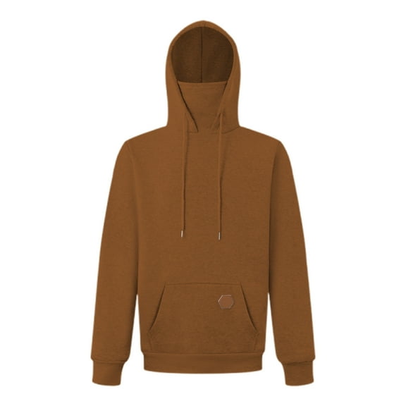 JTieacloth Drawstring Zip Sweatshirts Men's Casual Pullover Hoodie Soft Comfortable Lightweight Sweatshirt For Everyday Wear With Classic Solid Color Design Brown