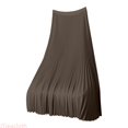 thumbnail image 1 of JTieacloth Elegant Satin Pleated Midi Skirt For High Waist Flowy A Line Dressy Casual Skirt With Side Slits,Women's Skirts(Brown), 1 of 4