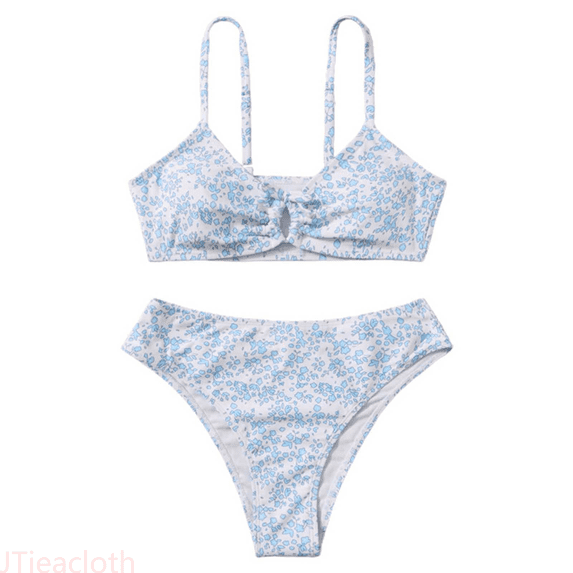JTieacloth Fashion Girls 2 Piece Swimsuit Floral Prints High Waist Bikini Set Swimwear Bathing Suit,Sizes 8-9 Years