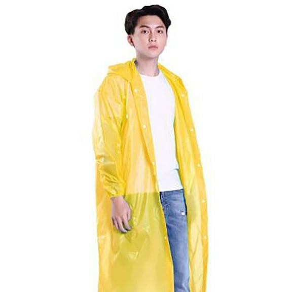 JTieacloth Lined Hooded Coat Rain Ponchos For Adults Women Men (2 5 Pack) Reusable EVA Rain Coats Long Loose Waterproofs Jackets With Hood Yellow