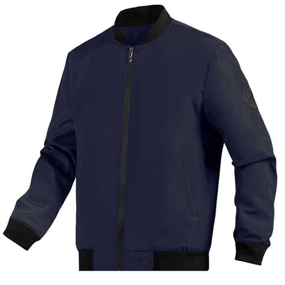 JTieacloth Lined Hooded Jacket Jacket Baseball Collar Cardigan Men's Short Loose Jacket Blue