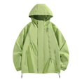 thumbnail image 1 of JTieacloth Lined Hooded Jacket Male Pockets Solid Color Outdoor Windproof Windbreaker Jacket Sports Coat Green, 1 of 3
