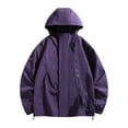 thumbnail image 1 of JTieacloth Lined Hooded Jacket Male Pockets Solid Color Outdoor Windproof Windbreaker Jacket Sports Coat Purple, 1 of 3
