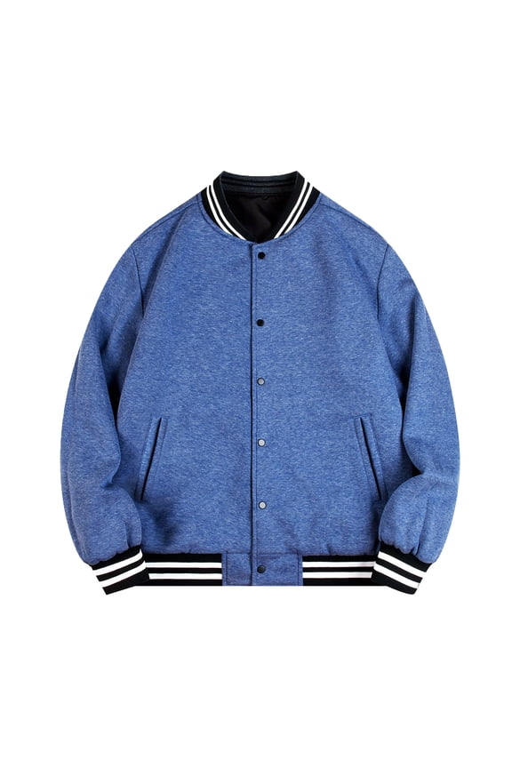 Lined Hooded Jacket Mens Relaxed Casual Preppy Sports Outdoor Reversible Jacket Jacket Blue