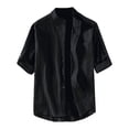 thumbnail image 1 of JTieacloth Formal Shirt Business Mens Short Sleeve Monochrome Shirt Casual Shirt Mens Regular Cut Shirt With Buttons Boys Summer T Shirt Black, 1 of 6