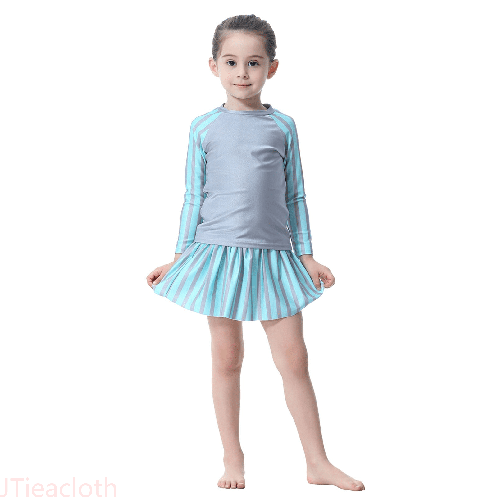 JTieacloth Full Coverage Swimwear For Girls Long Sleeve Swim With Skirt ...
