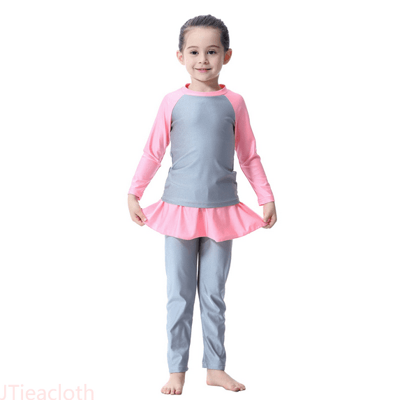 JTieacloth Full Coverage Swimwear For Girls Long Sleeve UPF 50 Sun Rash Guard And Swim Shorts,Sizes 1 Years