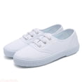 thumbnail image 1 of JTieacloth Girls Breathable Canvas Shoes School Shoes Lightweight Prewalker Kindergarten Sneakers For Kids Kids White Sneakers,Sizes 1 Big Kid, 1 of 3