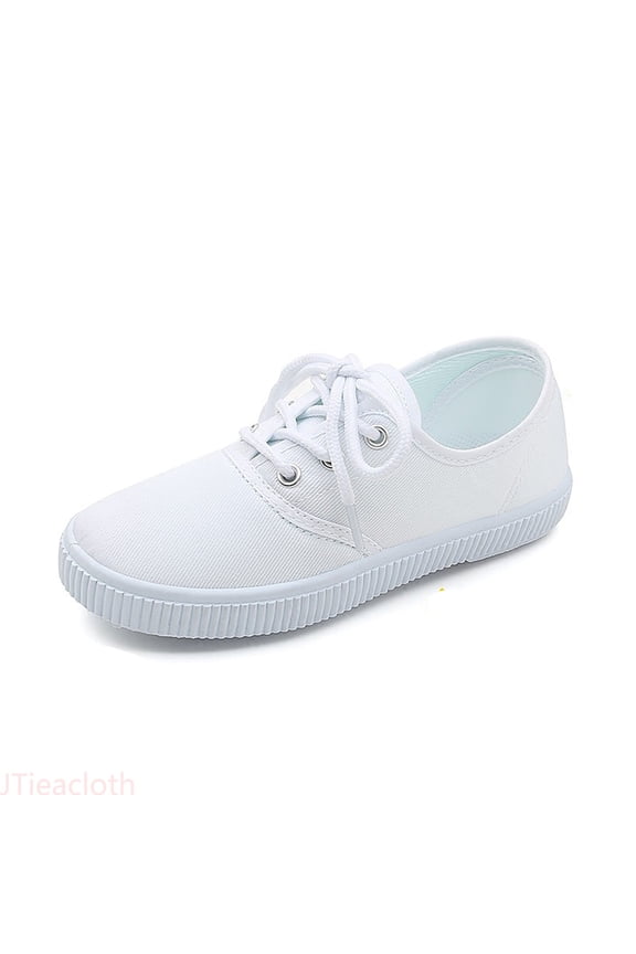 Girls Breathable Canvas Shoes School Shoes Lightweight Prewalker Kindergarten Sneakers For Kids Kids White Sneakers,Sizes 7.5 Little Kid
