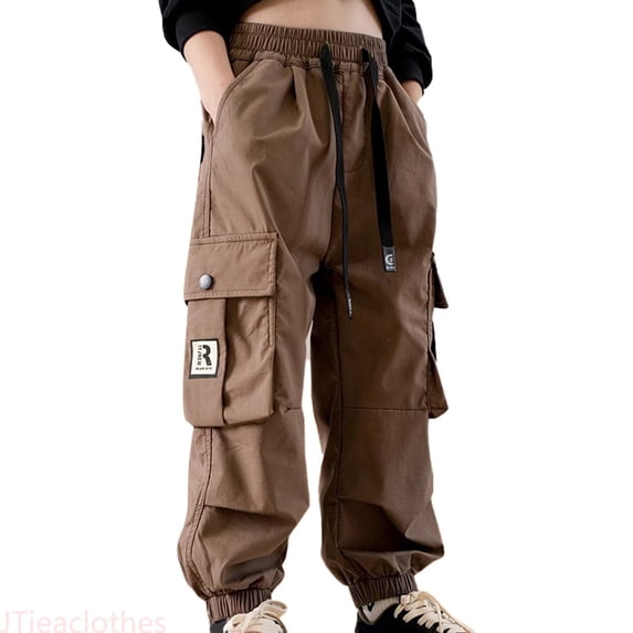 JTieacloth Girls Cargo Pants Lightweight Pants For Girls Casual High Waisted Drawstring Loose Fit Pockets Kid Tall Cargo Sweatpants,Sizes 13-14 Years