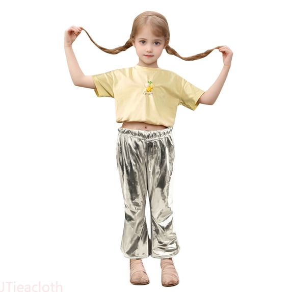 JTieacloth Girls Cute Pants Children's Bright Flared Pants Dance Folk Dance Fishtail Pants,Sizes 11-12 Years