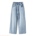 thumbnail image 1 of JTieacloth Girls Jeans Denim Stylish And Comfortable Straight Leg Pants For Big Girls Wide Leg Trousers Loose Fit Casual Long Pants For Girls,Sizes 4-5 Years, 1 of 7