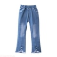 thumbnail image 1 of JTieacloth Girls Jeans for Casual Casual Jeans Elastic Waist Denim Wide Leg Pants Toddler Trousers,Sizes 2-3 Years, 1 of 7