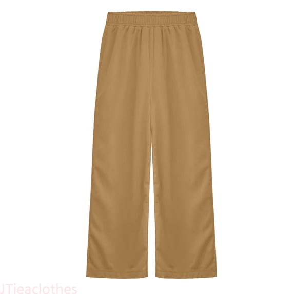 JTieacloth Girls Pants Lightweight Girls Casual Wide Leg Pants Elastic Waist Solid Color Trousers For Big Kids And Tweens Comfortable Everyday Bottoms,Sizes 7-8 Years
