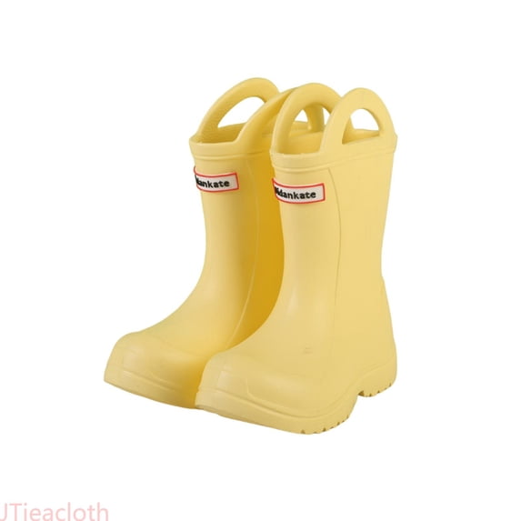 JTieacloth Girls Rain Boots Mid Calf Kids Booties Lightweight Non Sole Outdoor Playing Rain Boot with Easy-On Handles,Sizes 3
