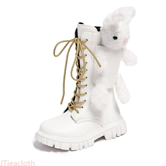 JTieacloth Girls Riding Boots Fashion Fall Children Girls Sports Shoes Flat Thick Bottom Non Slip Easy To Wear PU Upper Comfortable Boots,Gold