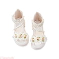 thumbnail image 1 of JTieacloth Girls' Sandals Summer Children's Soft Sole Shoes Fashion Girls' Pearl Flower Decoration Princess Shoes Baby Beach Shoes Summer Flat Sandals,Sizes 7.5 Little Kid(2.5-3 Years), 1 of 7