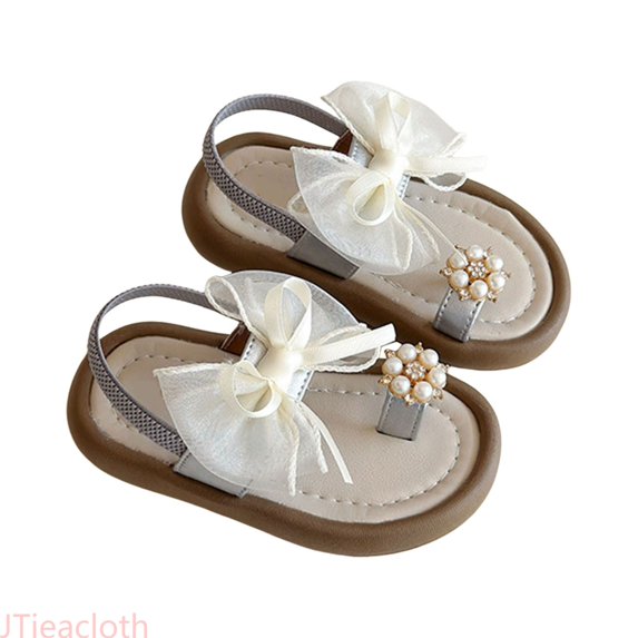 JTieacloth Girls Sandals For Toddler Kids Soft Comfortable Summer Beach Shoes With Bowknot Design Casual Outdoor Walking For Little Girls Summer Flat Sandals,Sizes 12.5 Little Kid(6-7 Years)