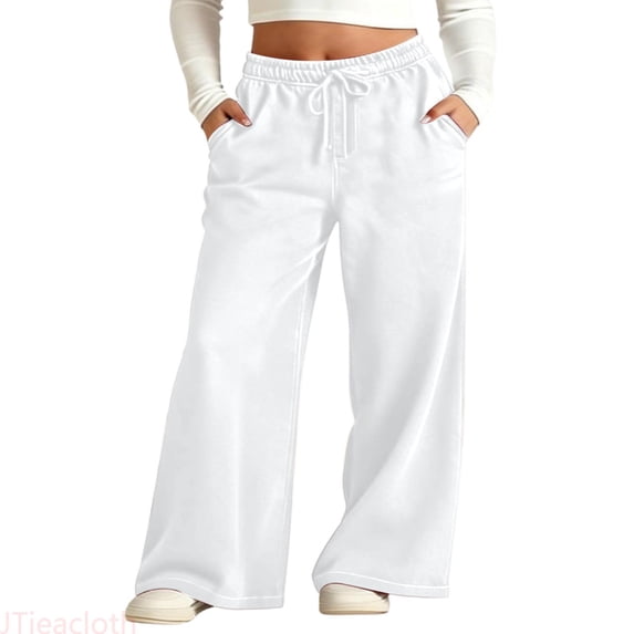 JTieacloth Girls School Uniform Jogger Pants High Waist Wide Leg Jeans For Girls Stretchy Drawstring Waistband Loose Straight Denim Pants With Pockets Comfortable Casual Trousers,Sizes 10-11 Years