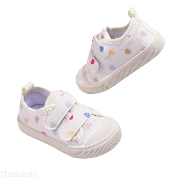 JTieacloth Girls Sneakers For Toddlers Lightweight Soft Sole Canvas Shoes With Double Hook Loop Closure Comfortable Casual Walking Shoes Strap Athletic Shoes,Sizes 6 Toddler