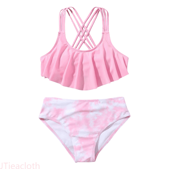 JTieacloth Girls Summer Swimwear Ruffles With Chest Pad Girl Swimsuit Suit,Sizes 7-8 Years