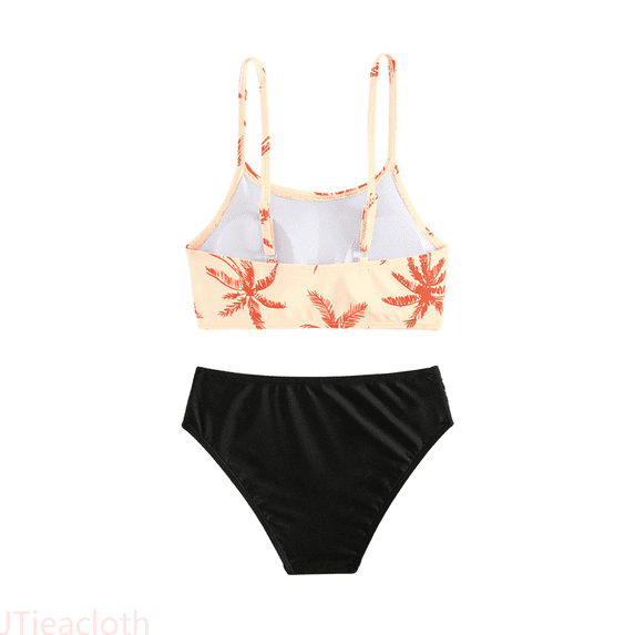 JTieacloth Girls Swimsuit 2 Piece Bikini Set, Tiered Ruffled Bathing Suit Adjustable Straps Girls Swimwear,Sizes 9-10 Years