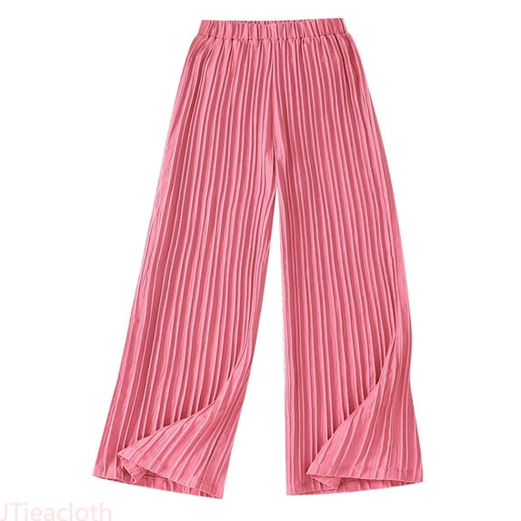 JTieacloth Girls Wide Pants Girls' Clothing New Children's Clothing Style Pleated High Waist Casual Large Children's Pants,Sizes 8-9 Years