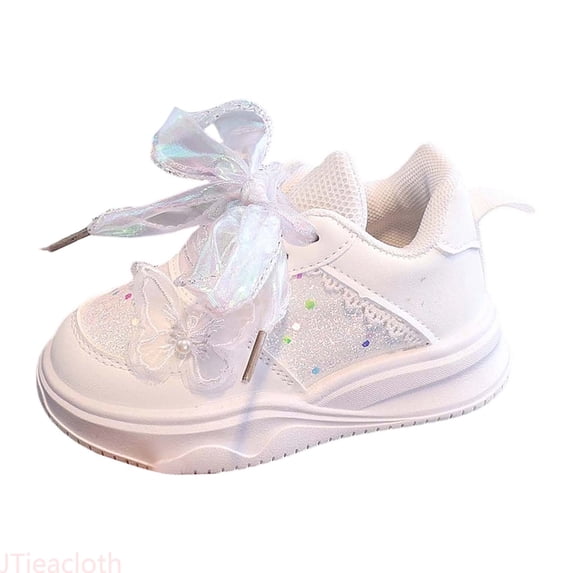 JTieacloth Glamour Glitter Bow Kids Sneakers For Toddlers And Girls Stylish Everyday Shoes With Sparkly Design And Comfortable Fit For Play Casual School Shoes,Sizes 11 Little Kid