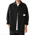 thumbnail image 1 of JTieacloth Heavy Duty Work Shirt For Long Sleeve Casual Loose Fit Shacket Open Front Jacket Top Comfortable Outdoor Daily Wear Mens Work Button Down Shirts Black, 1 of 5