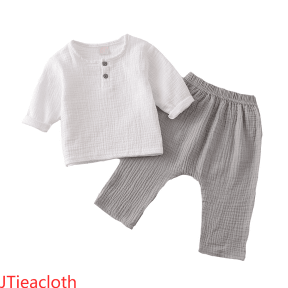 JTieacloth Hoodie and Pants Sets Toddler Kids Baby Boy Girl Solid Pullover Long Sleeve Linen Sweatshirt T Shirt Nine Inch Pants Crewneck Tops Shorts Set Clothes,Sizes 12-18 Months(Gray)