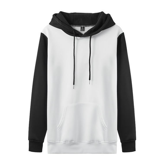JTieacloth Hoodies for Men Pullover Men's Hoodie Shirt Long Sleeve Printed Spell Hooded Sweatshirt Top Black