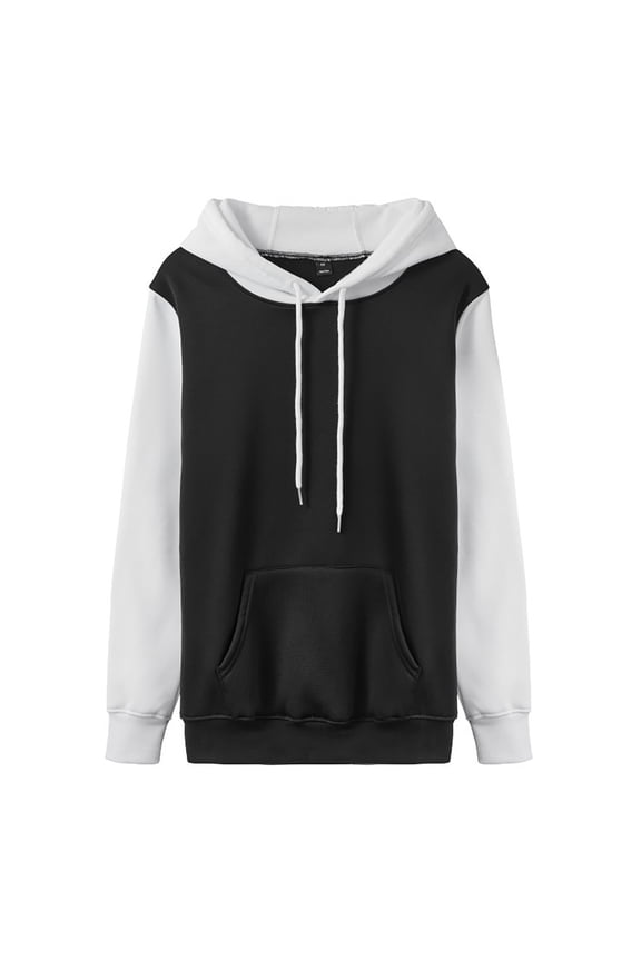 Hoodies for Men Pullover Men's Hoodie Shirt Long Sleeve Printed Spell Hooded Sweatshirt Top White