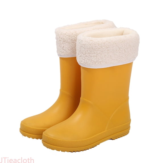 JTieacloth Kids Rain Boots Boys Girls Non Soft Soles Lightweight Warm Rain Boots Water Shoes School Outdoor Play,Sizes 1