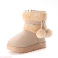 thumbnail image 1 of JTieacloth Kids Winter Warm Fleece Lined Snow Boots For Girls Side Zipper Cute Ankle Booties Non Slip Soft Sole Outdoor Boots for Daily School(Beige), 1 of 6