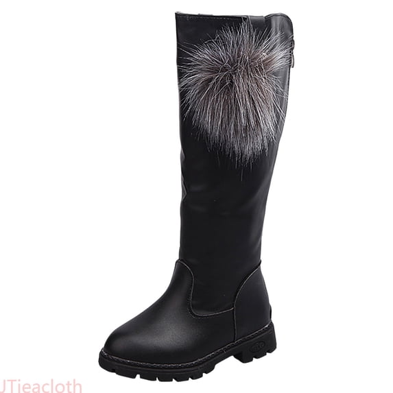 JTieacloth Knee High Boots for Girls Children Shoes Comfortable Soft Sole Boots Fashion High Boots Girls Princess Boots,Black