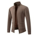 thumbnail image 1 of JTieacloth Knitted Cardigan Sweaters Men's Winter Solid Color Stand Collar Sweater Coat(Brown), 1 of 4