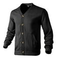 thumbnail image 1 of JTieacloth Knitted Pullover Sweaters Men Solid Color Jacquard Button Up Cardigan Casual Knit V Neck Business Comfortable Warm Sweater Jacket(Black), 1 of 2
