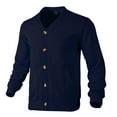 thumbnail image 1 of JTieacloth Knitted Pullover Sweaters Men Solid Color Jacquard Button Up Cardigan Casual Knit V Neck Business Comfortable Warm Sweater Jacket(Blue), 1 of 2