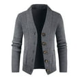 thumbnail image 1 of JTieacloth Knitted Pullover Sweaters Mens Autumn And Winter Fashion Casual Cardigan Button Standing Neck Pocket Long Sleeve Sweater Coat(Gray), 1 of 3