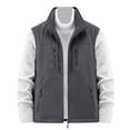 thumbnail image 1 of JTieacloth Light Shirts for Men Men's Vest Fall Pocket Turn Down Collar Have Zipper Solid Color Warm Outerwear Vest, 1 of 6