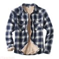 thumbnail image 1 of JTieacloth Lightweight Jackets for Mens Mens Autumn And Winter Fashion Casual Sanding Plaid Pocket Lambswool Buckle Composite Coat Jacket Thick Coat(Blue,XXL), 1 of 7