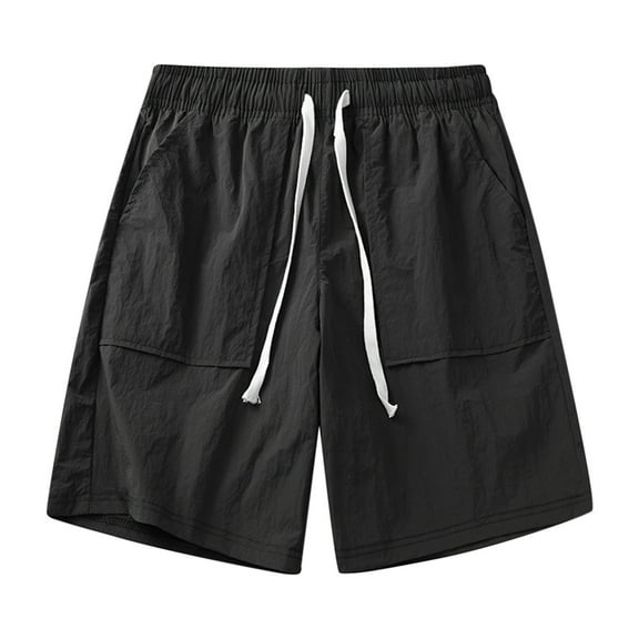 JTieacloth Lightweight Shorts for Men Men's Summer Casual Quarter Pants Beach Pants Nylon Shorts,Black
