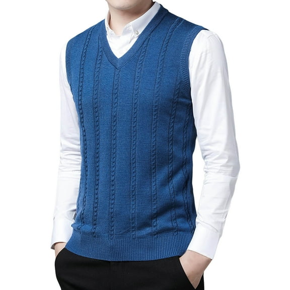 JTieacloth Lightweight Sweater Vest Men's Sweater Vest Slim Fit V Neck Sleeveless Pullover Casual Warm Layering Piece For Everyday Wear And Outdoor Activities(Blue)