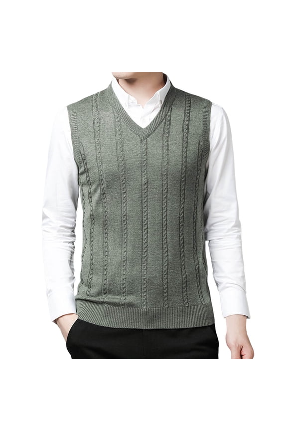 Lightweight Sweater Vest Men's Sweater Vest Slim Fit V Neck Sleeveless Pullover Casual Warm Layering Piece For Everyday Wear And Outdoor Activities(Green)