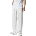 thumbnail image 1 of JTieacloth Lightweight Trousers for Men Men'S Loose Straight Cotton Bloomers Summer Casual Pants Men'S Breathable Pants White, 1 of 5